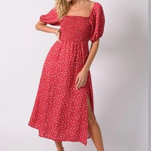 Resa Kaia Red Floral Midi Dress